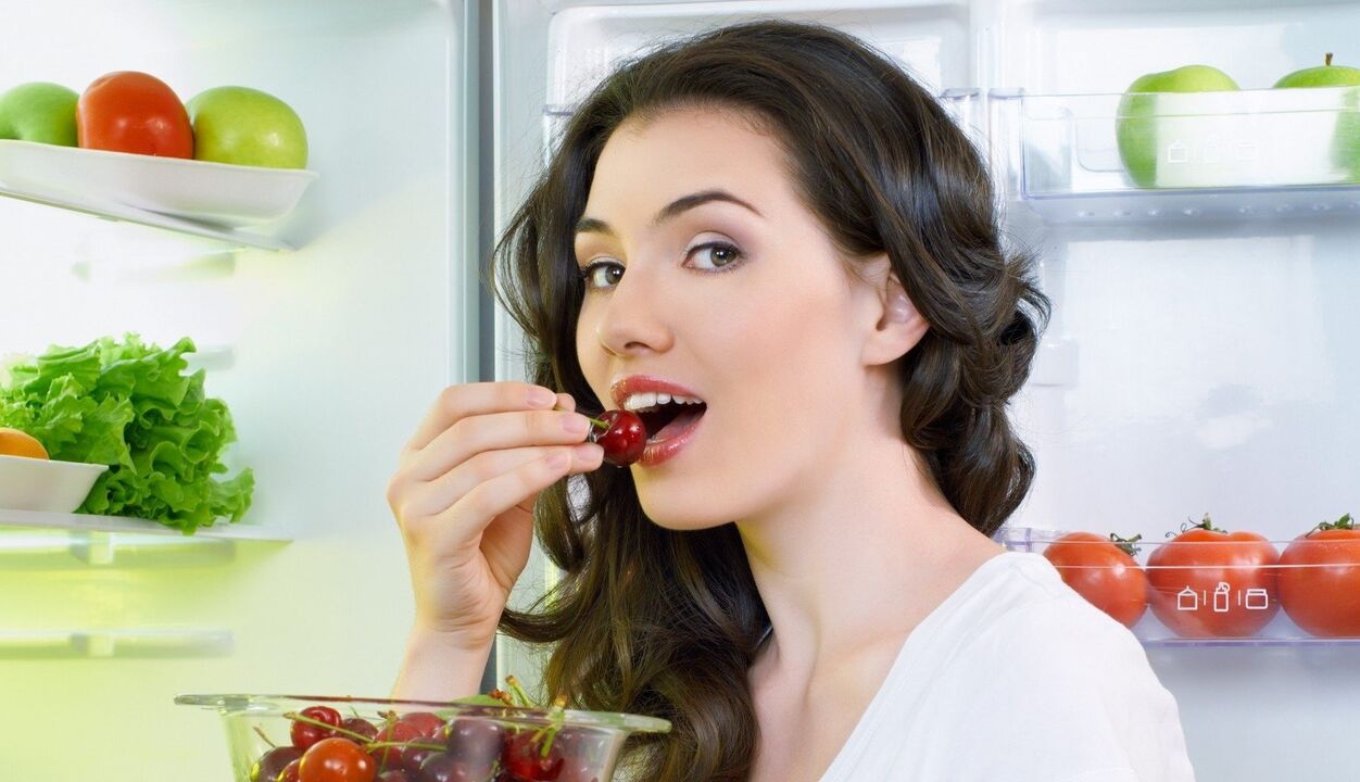 Girl eats fruit for breast enhancement